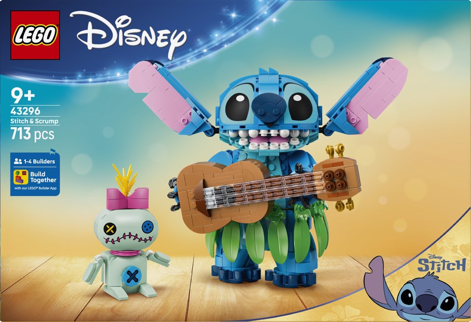 LEGO Disney | 43296 Stitch e Scrump, 2 Action Figure Giocattolo con Accessori, Decorazione Cameretta, Regalo per Bambini 9+