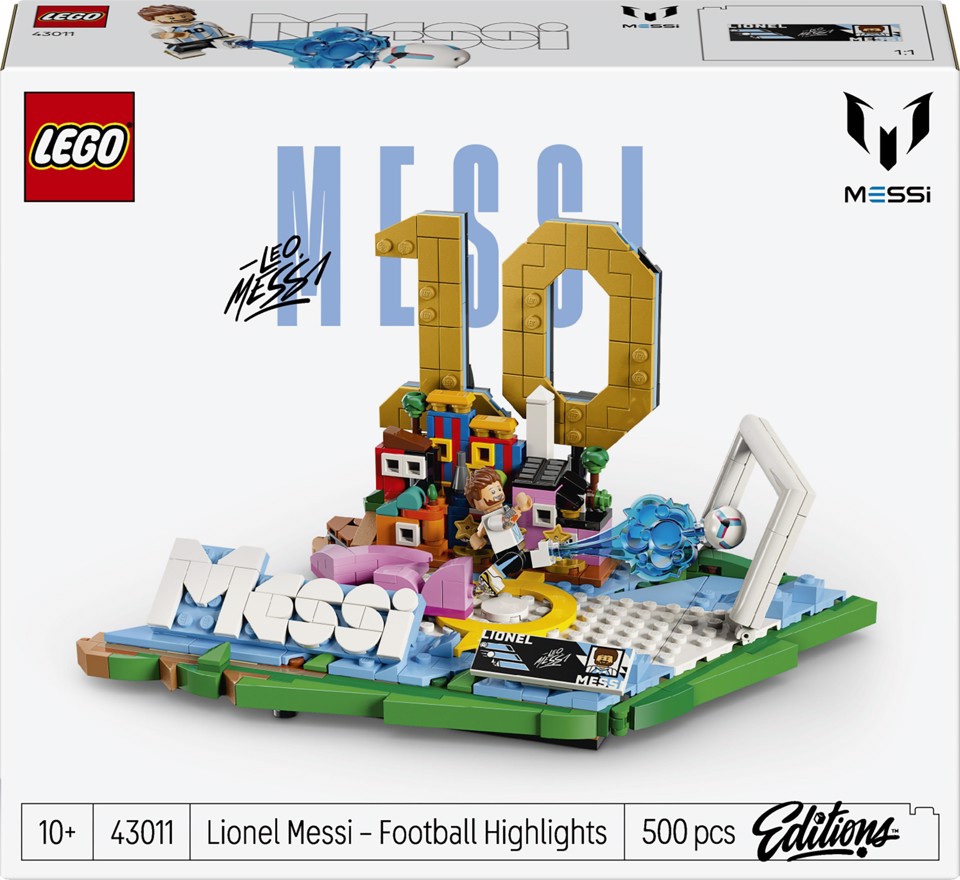 LEGO Editions 43011 Lionel Messi – Highlights Calcistici, Giocattolo 3D da Esposizione, Minifigure da Collezione, Regalo 10+