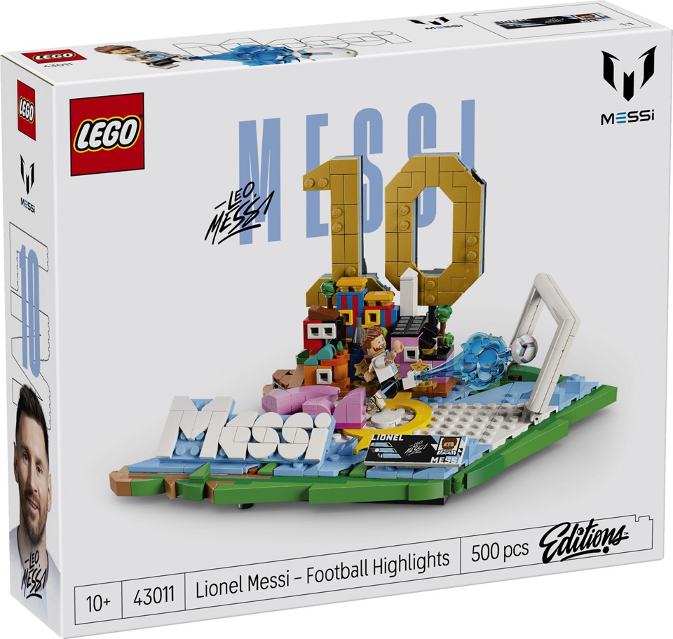 LEGO Editions 43011 Lionel Messi – Highlights Calcistici, Giocattolo 3D da Esposizione, Minifigure da Collezione, Regalo 10+