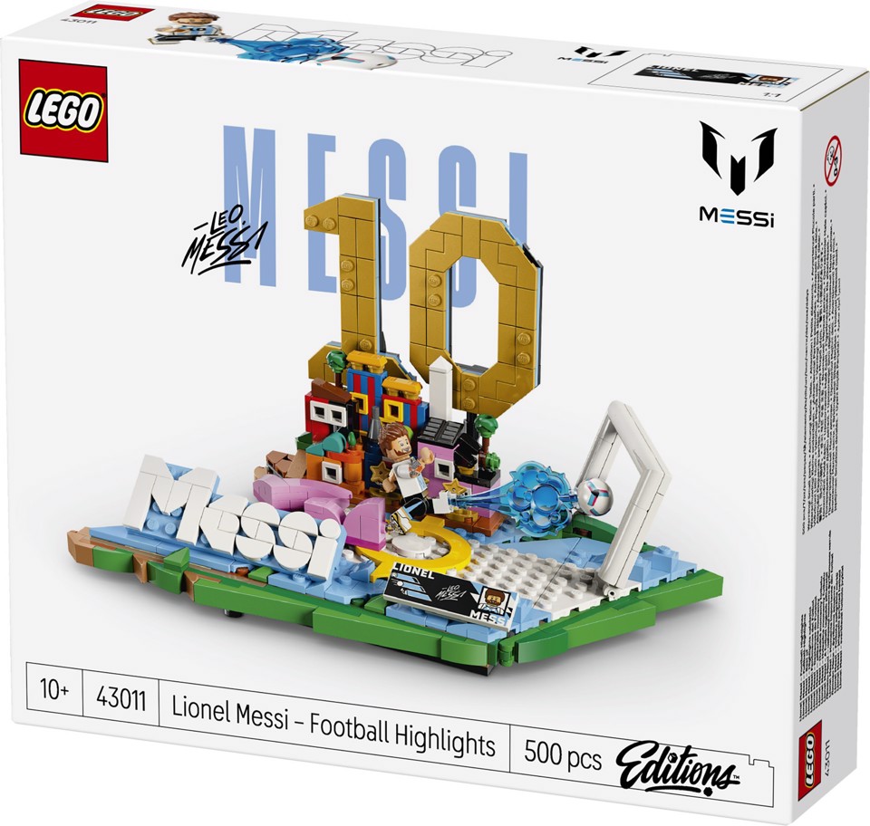 LEGO Editions 43011 Lionel Messi – Highlights Calcistici, Giocattolo 3D da Esposizione, Minifigure da Collezione, Regalo 10+