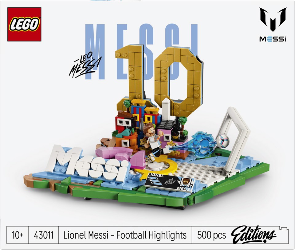 LEGO Editions 43011 Lionel Messi – Highlights Calcistici, Giocattolo 3D da Esposizione, Minifigure da Collezione, Regalo 10+