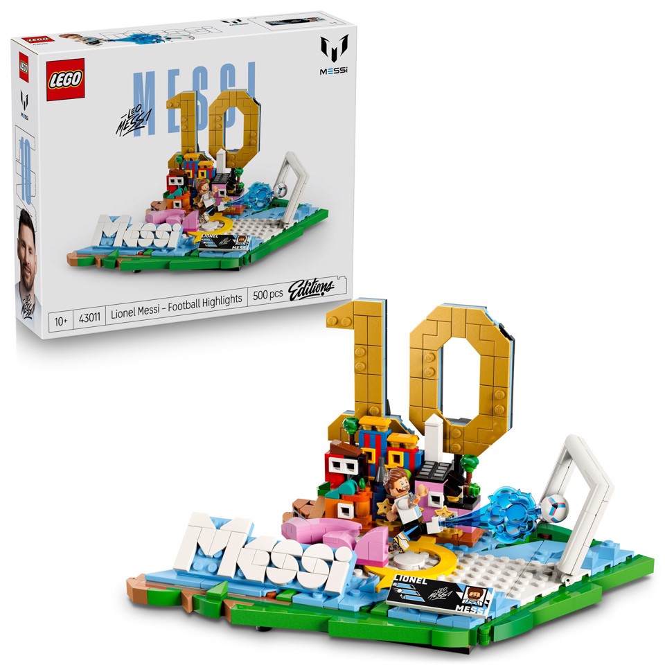 LEGO Editions 43011 Lionel Messi – Highlights Calcistici, Giocattolo 3D da Esposizione, Minifigure da Collezione, Regalo 10+