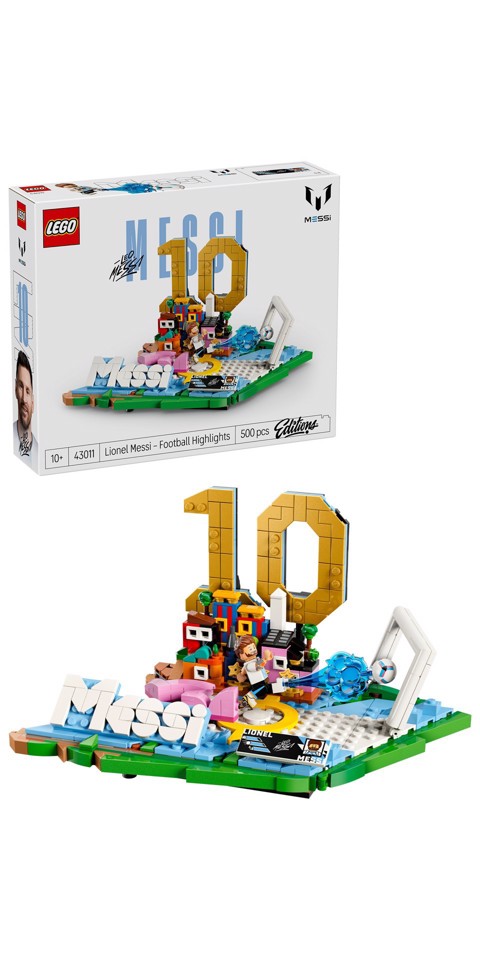 LEGO Editions 43011 Lionel Messi – Highlights Calcistici, Giocattolo 3D da Esposizione, Minifigure da Collezione, Regalo 10+