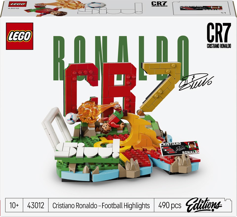 LEGO Editions 43012 Cristiano Ronaldo – Highlights Calcistici, Giocattolo 3D da Esposizione con Minifigure, Regalo 10+ Anni