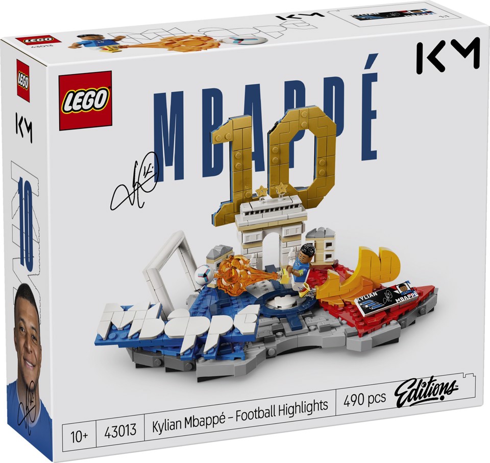 LEGO Editions 43013 Kylian Mbappé – Highlights Calcistici, Giocattolo 3D da Esposizione con Minifigure, Regalo Bambini da 10+