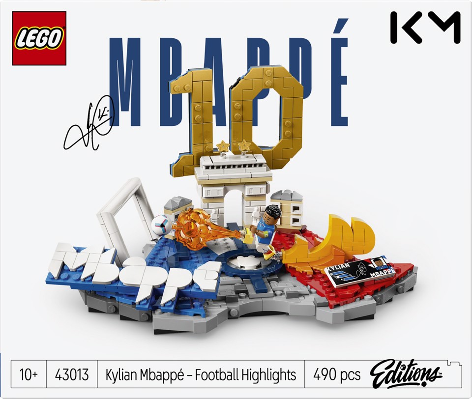LEGO Editions 43013 Kylian Mbappé – Highlights Calcistici, Giocattolo 3D da Esposizione con Minifigure, Regalo Bambini da 10+