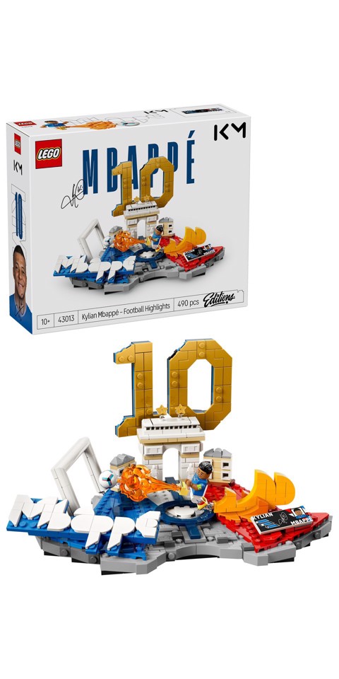 LEGO Editions 43013 Kylian Mbappé – Highlights Calcistici, Giocattolo 3D da Esposizione con Minifigure, Regalo Bambini da 10+