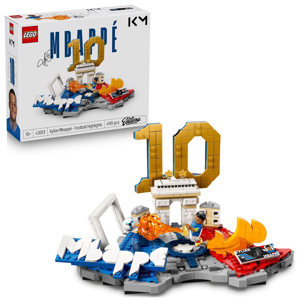 LEGO Editions 43013 Kylian Mbappé – Highlights Calcistici, Giocattolo 3D da Esposizione con Minifigure, Regalo Bambini da 10+