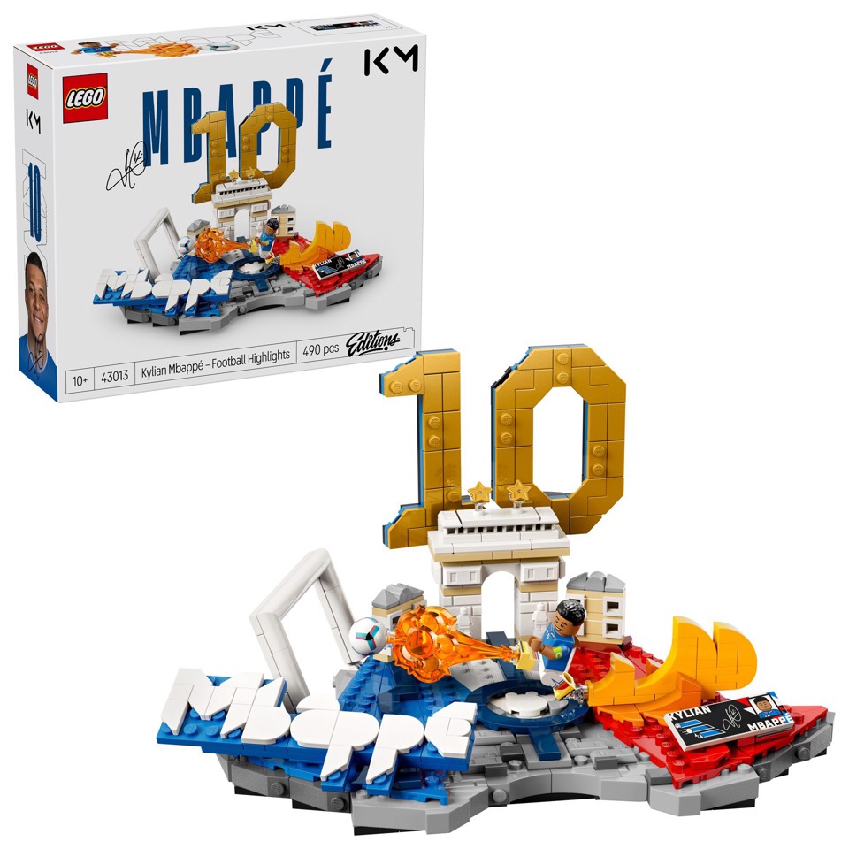 LEGO Editions 43013 Kylian Mbappé – Highlights Calcistici, Giocattolo 3D da Esposizione con Minifigure, Regalo Bambini da 10+