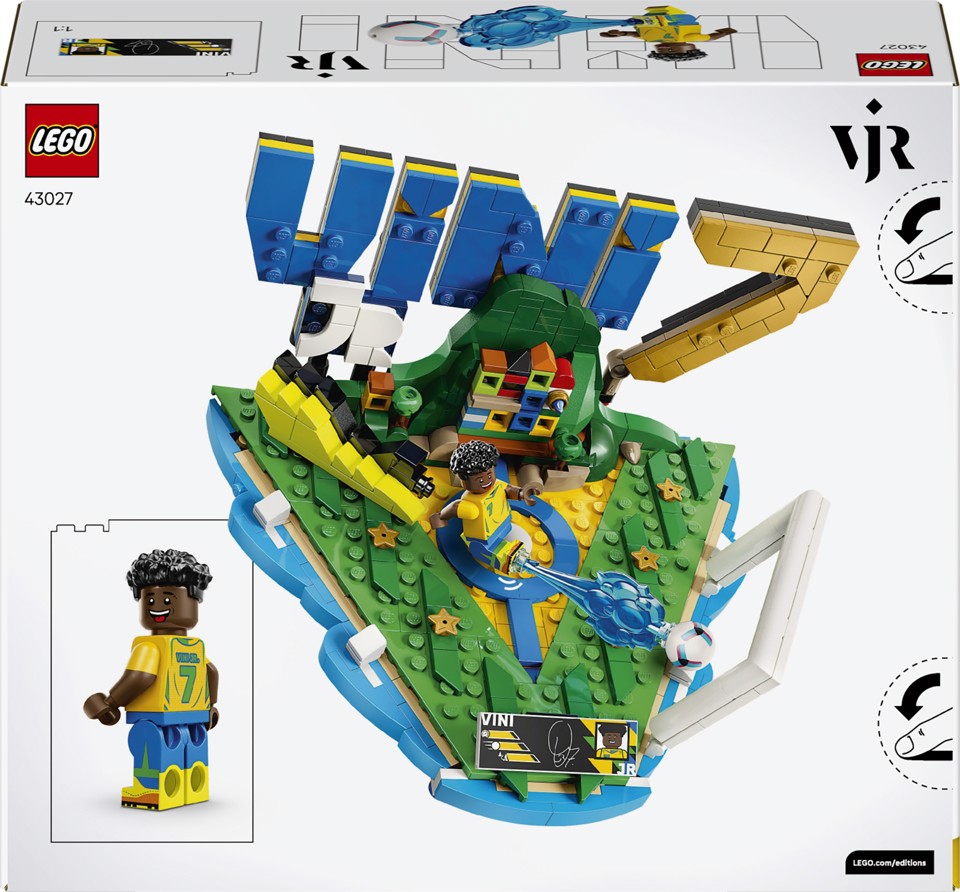 LEGO Editions 43027 Vini Jr. – Highlights Calcistici, Giocattolo 3D da Esposizione con Minifigure da Collezione, Regalo 10+