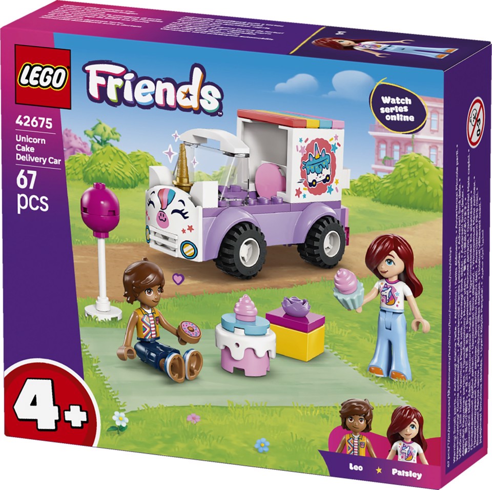 LEGO Friends 42675 Auto-Unicorno per la Consegna di Torte, Gioco Didattico con 2 Mini Bamboline e Accessori per Bambine da 4+