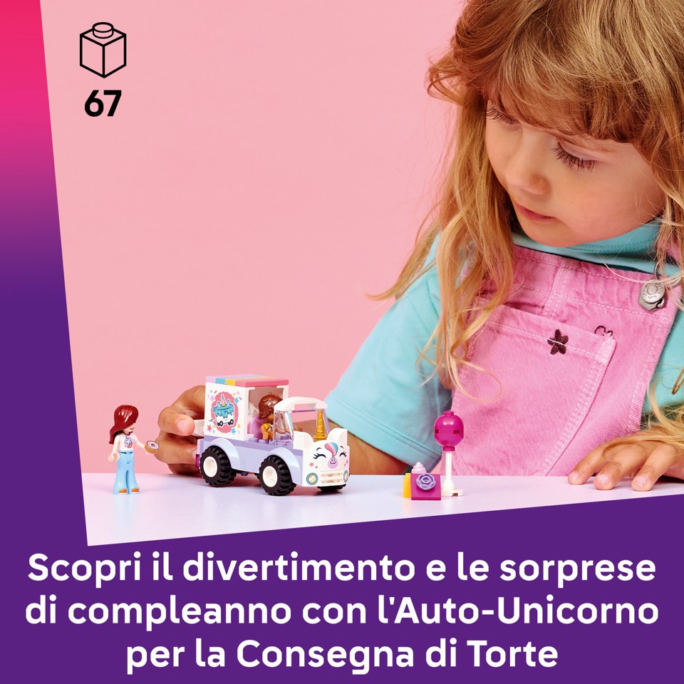 LEGO Friends 42675 Auto-Unicorno per la Consegna di Torte, Gioco Didattico con 2 Mini Bamboline e Accessori per Bambine da 4+