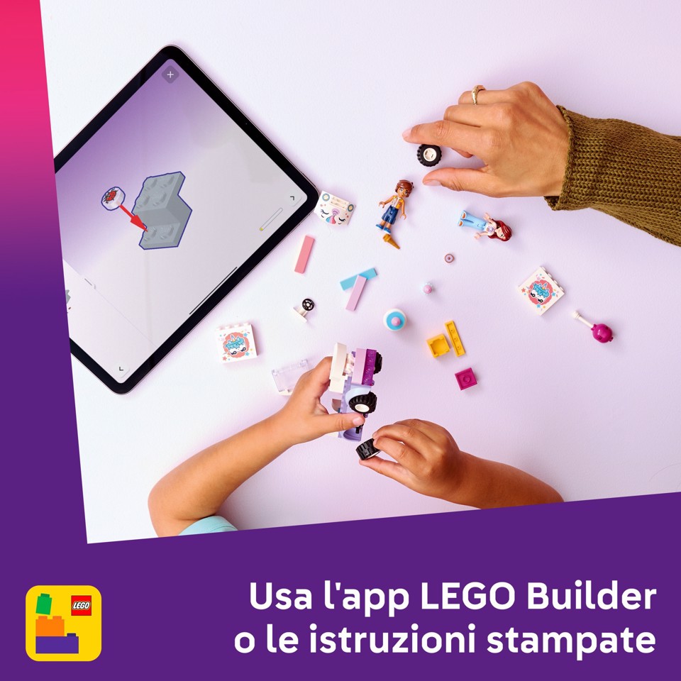 LEGO Friends 42675 Auto-Unicorno per la Consegna di Torte, Gioco Didattico con 2 Mini Bamboline e Accessori per Bambine da 4+
