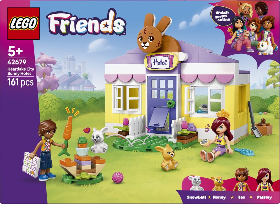 LEGO Friends 42679 Hotel dei Conigli di Heartlake City, Casa Giocattolo con 2 Mini Bamboline, 2 Animali, Accessori, Regalo 5+