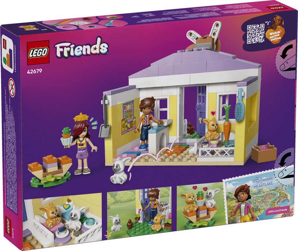 LEGO Friends 42679 Hotel dei Conigli di Heartlake City, Casa Giocattolo con 2 Mini Bamboline, 2 Animali, Accessori, Regalo 5+