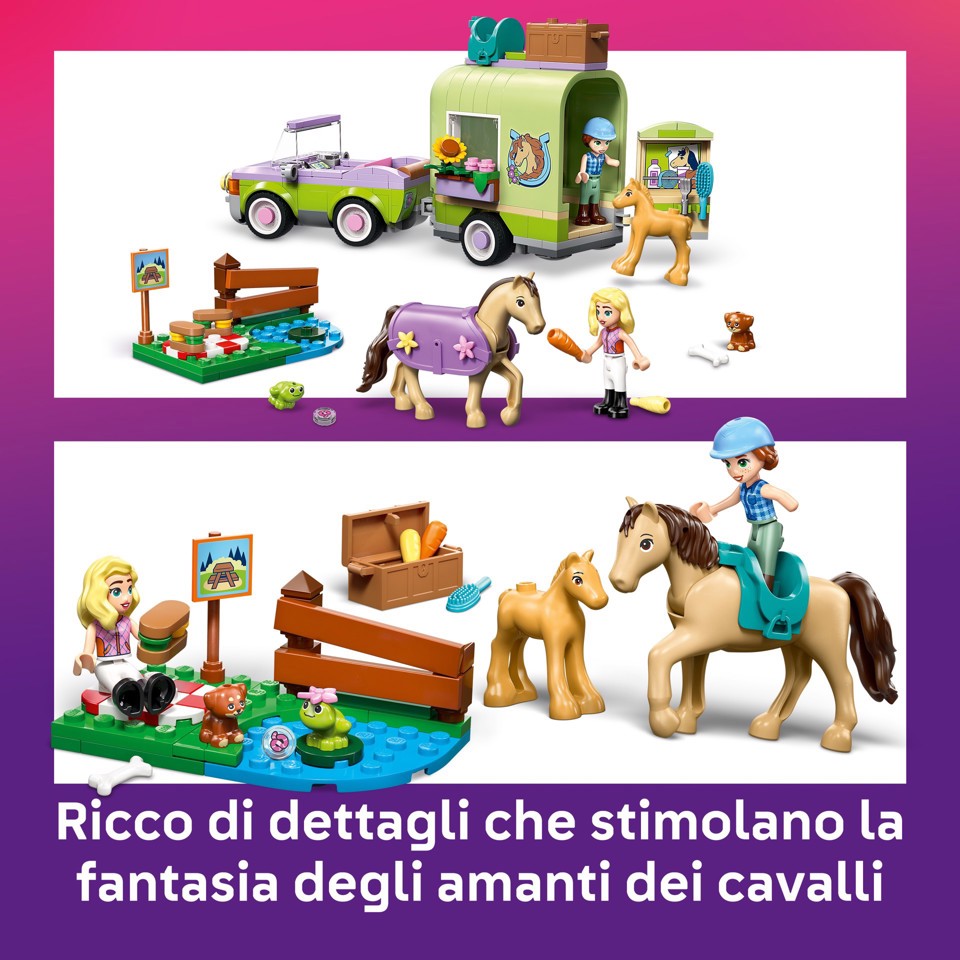 LEGO Friends 42695 Rimorchio per Cavallo e Puledro