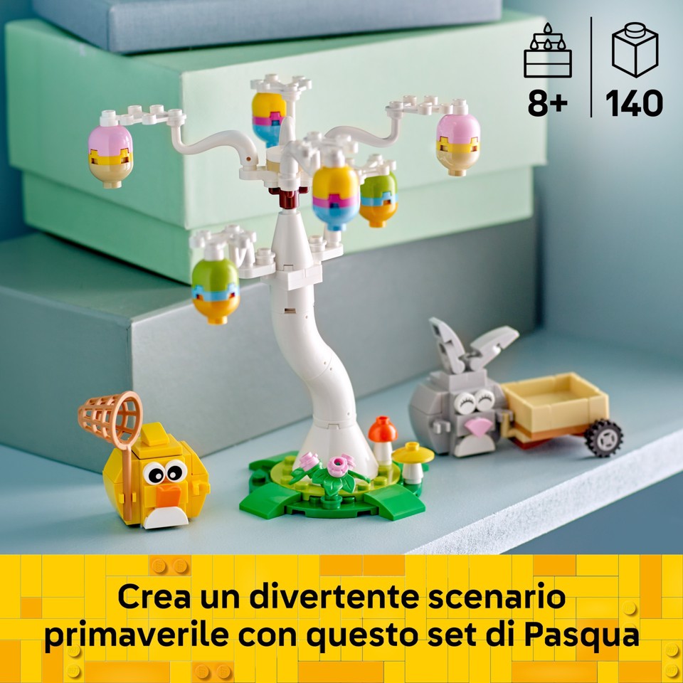 LEGO Iconic 40808 Coniglietto Pasquale e Caccia alle Uova, Giocattolo di Pasqua Coniglio e Uccellino, Regalo Bambine e Bambini 8+