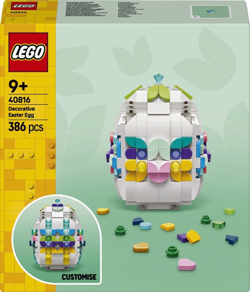 LEGO Iconic 40816 Uovo di Pasqua Decorativo, Decorazione Pasquale Giocattolo con Elementi Colorati, Regalo Arti e Mestieri 9+ Anni