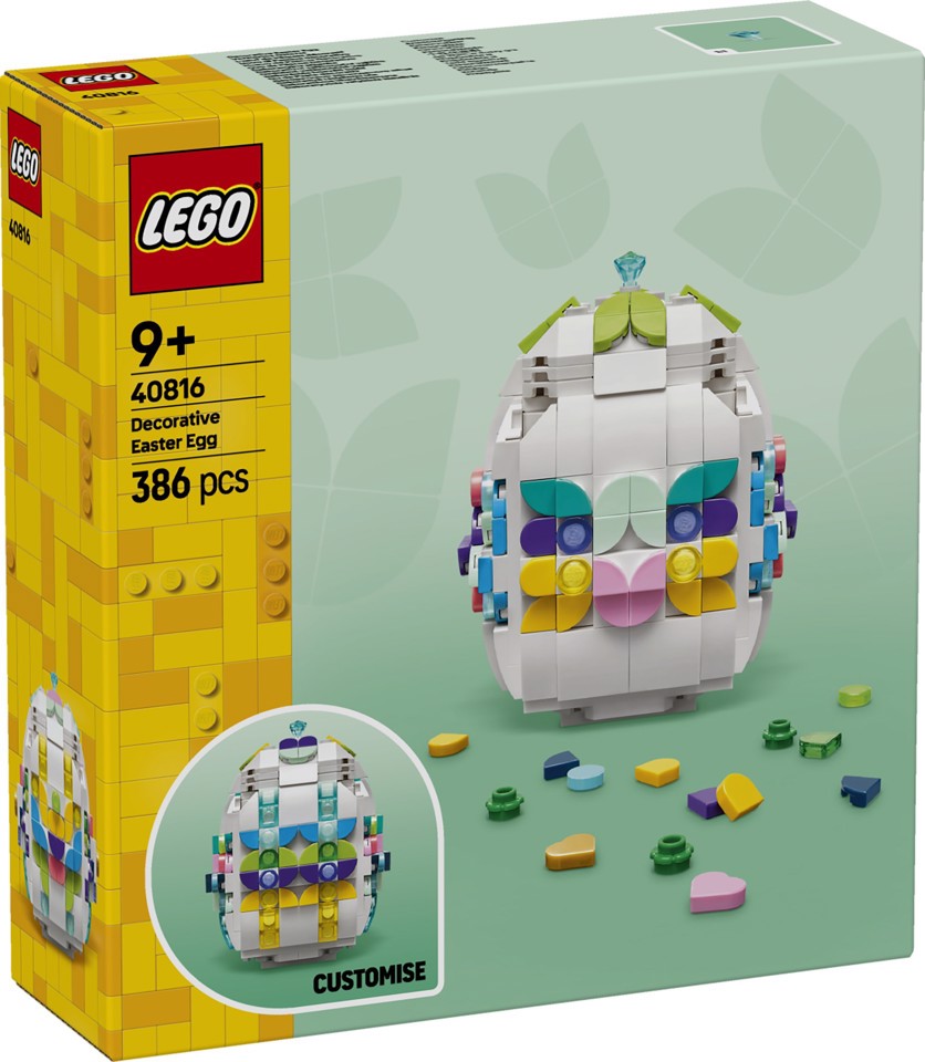 LEGO Iconic 40816 Uovo di Pasqua Decorativo, Decorazione Pasquale Giocattolo con Elementi Colorati, Regalo Arti e Mestieri 9+ Anni