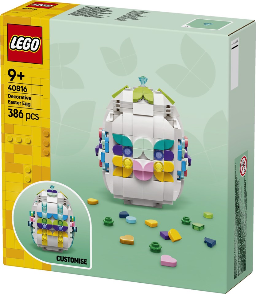 LEGO Iconic 40816 Uovo di Pasqua Decorativo, Decorazione Pasquale Giocattolo con Elementi Colorati, Regalo Arti e Mestieri 9+ Anni