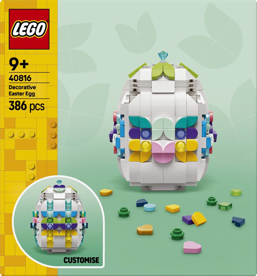 LEGO Iconic 40816 Uovo di Pasqua Decorativo, Decorazione Pasquale Giocattolo con Elementi Colorati, Regalo Arti e Mestieri 9+ Anni