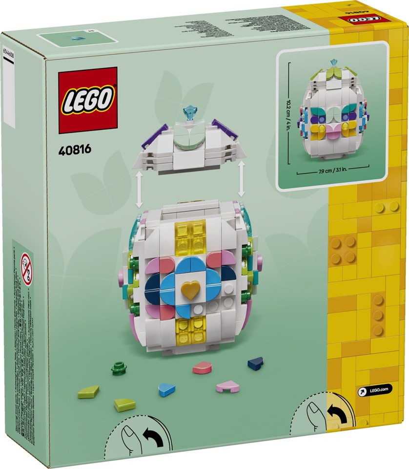 LEGO Iconic 40816 Uovo di Pasqua Decorativo, Decorazione Pasquale Giocattolo con Elementi Colorati, Regalo Arti e Mestieri 9+ Anni