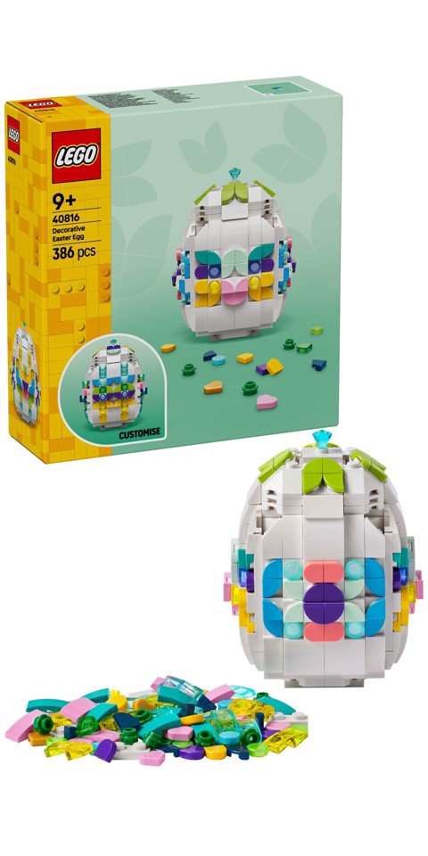 LEGO Iconic 40816 Uovo di Pasqua Decorativo, Decorazione Pasquale Giocattolo con Elementi Colorati, Regalo Arti e Mestieri 9+ Anni