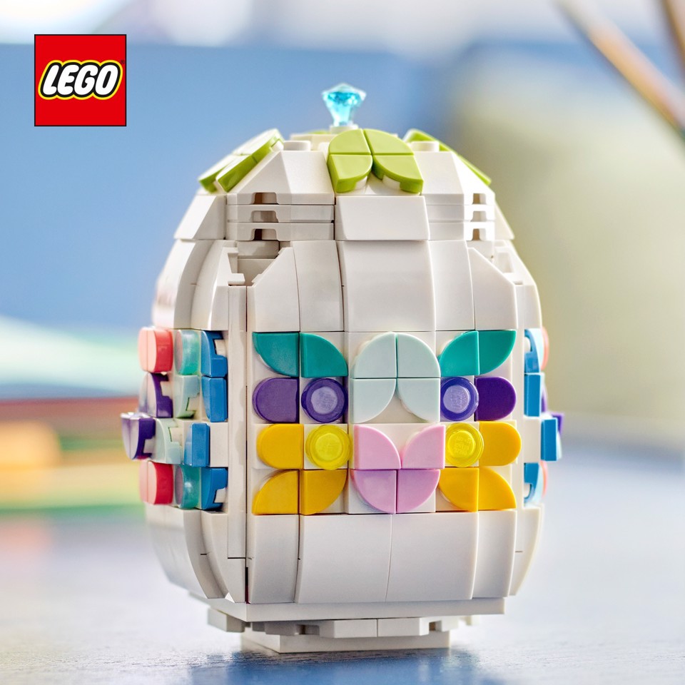 LEGO Iconic 40816 Uovo di Pasqua Decorativo, Decorazione Pasquale Giocattolo con Elementi Colorati, Regalo Arti e Mestieri 9+ Anni