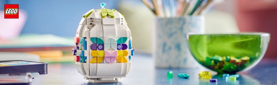 LEGO Iconic 40816 Uovo di Pasqua Decorativo, Decorazione Pasquale Giocattolo con Elementi Colorati, Regalo Arti e Mestieri 9+ Anni