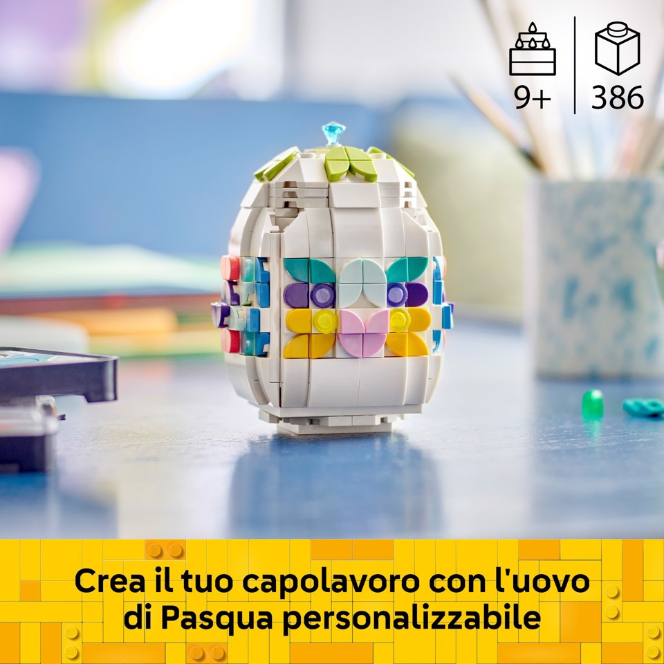 LEGO Iconic 40816 Uovo di Pasqua Decorativo, Decorazione Pasquale Giocattolo con Elementi Colorati, Regalo Arti e Mestieri 9+ Anni