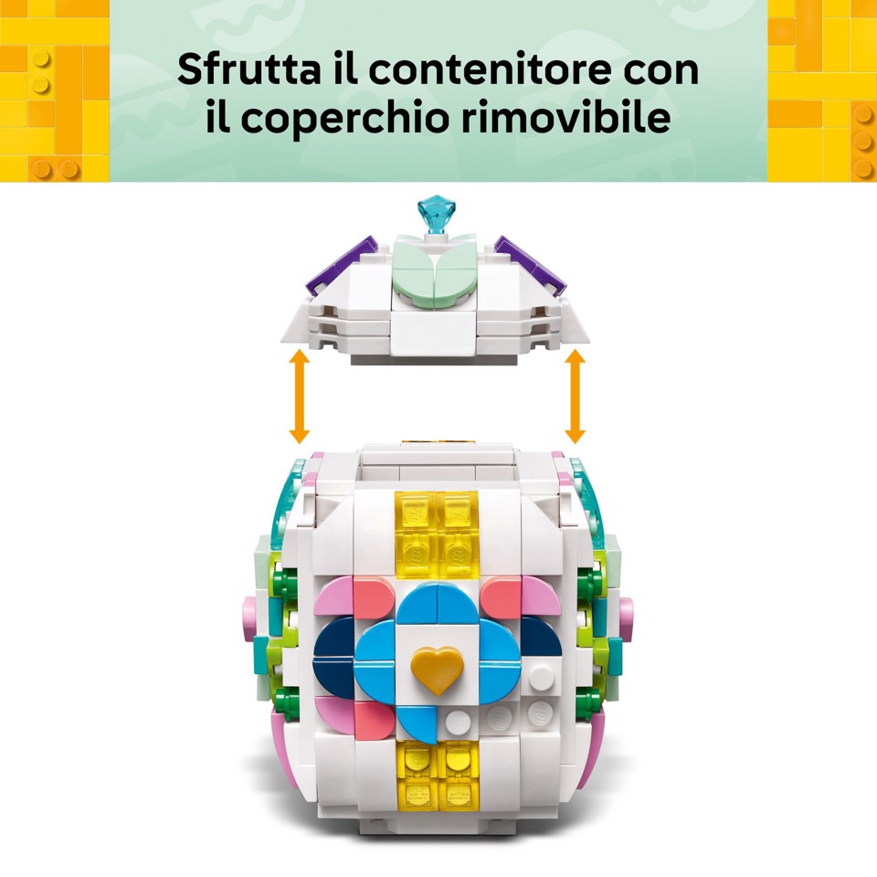 LEGO Iconic 40816 Uovo di Pasqua Decorativo, Decorazione Pasquale Giocattolo con Elementi Colorati, Regalo Arti e Mestieri 9+ Anni
