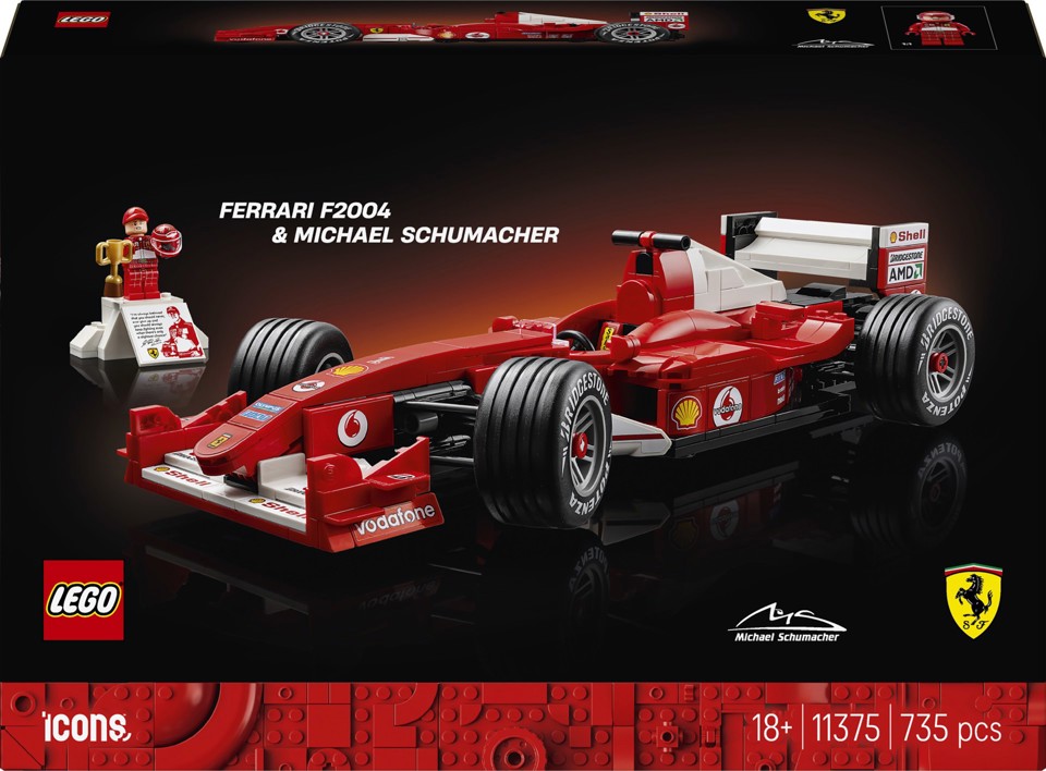 LEGO ICONS 11375 Ferrari F2004 e Michael Schumacher