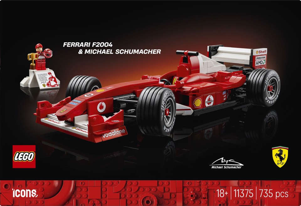 LEGO ICONS 11375 Ferrari F2004 e Michael Schumacher