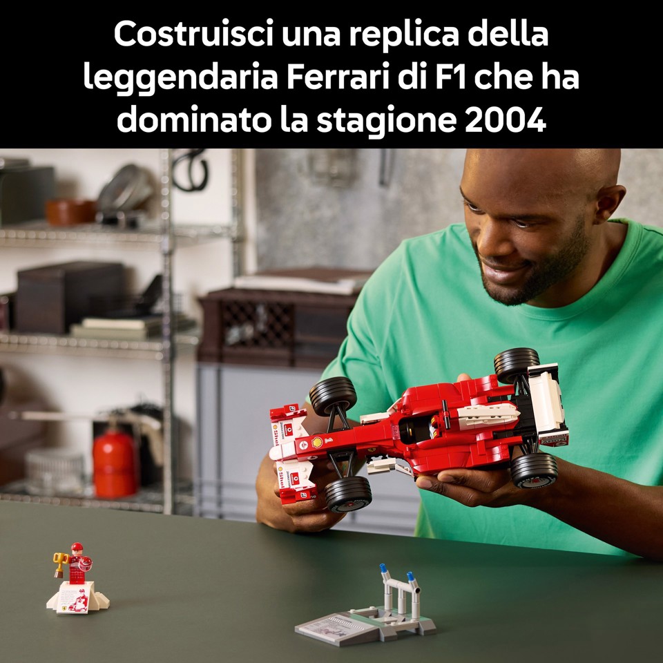 LEGO ICONS 11375 Ferrari F2004 e Michael Schumacher