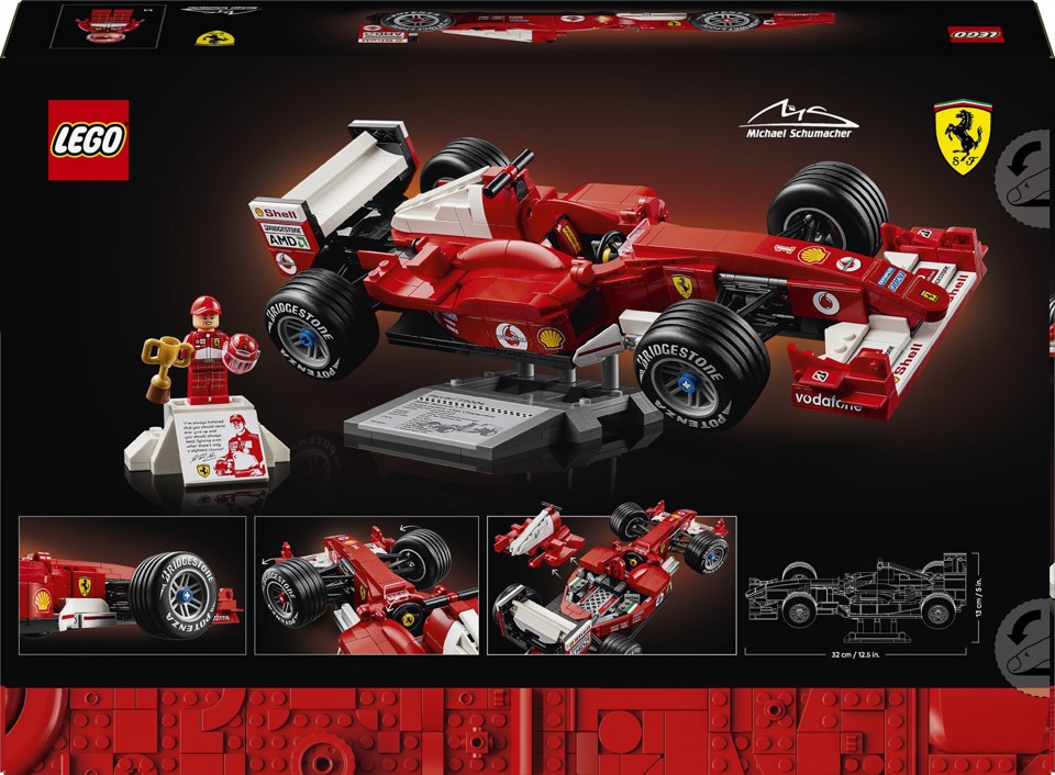 LEGO ICONS 11375 Ferrari F2004 e Michael Schumacher, Modello di Auto F1 per Adulti, Regalo per i Fan degli Sport Motoristici