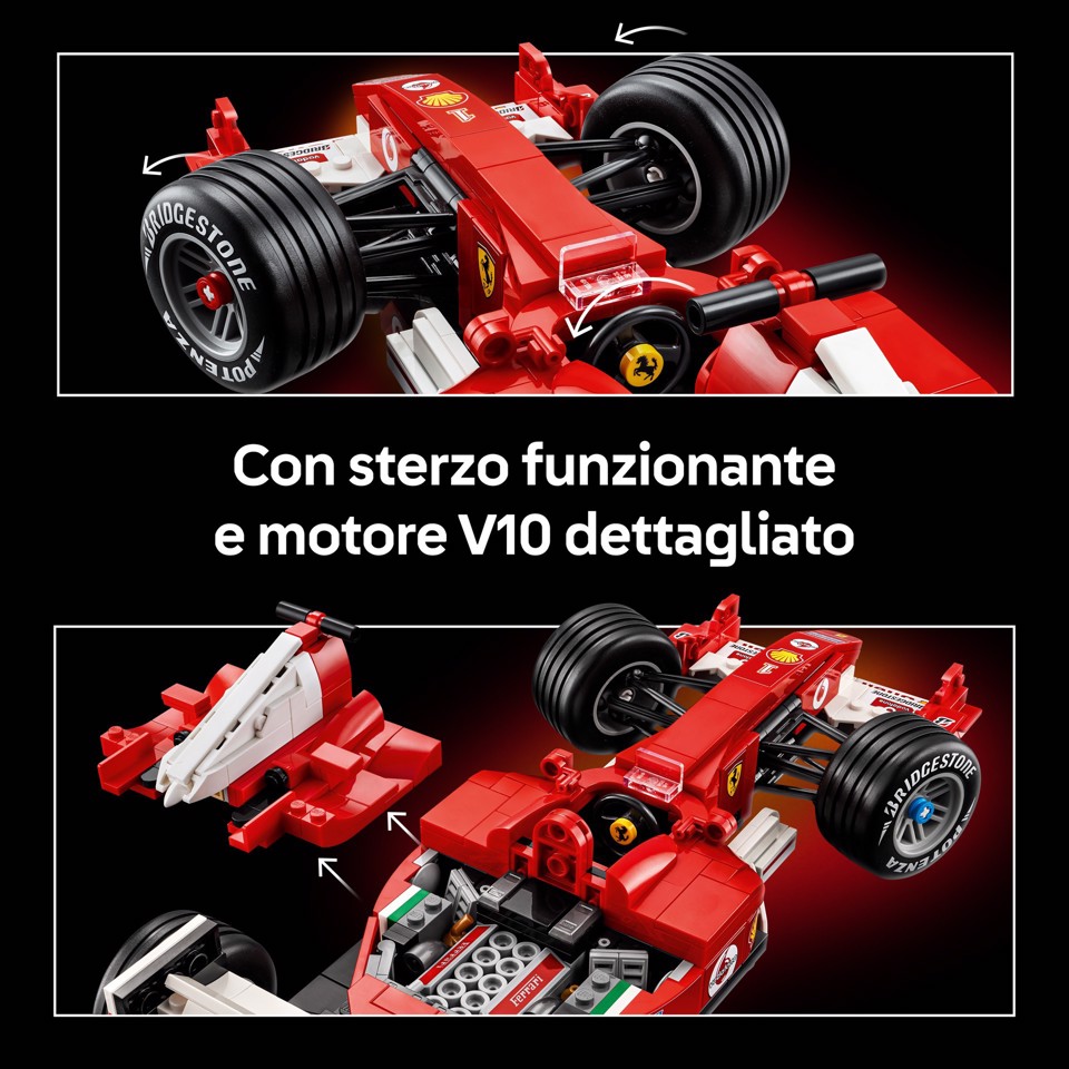 LEGO ICONS 11375 Ferrari F2004 e Michael Schumacher, Modello di Auto F1 per Adulti, Regalo per i Fan degli Sport Motoristici