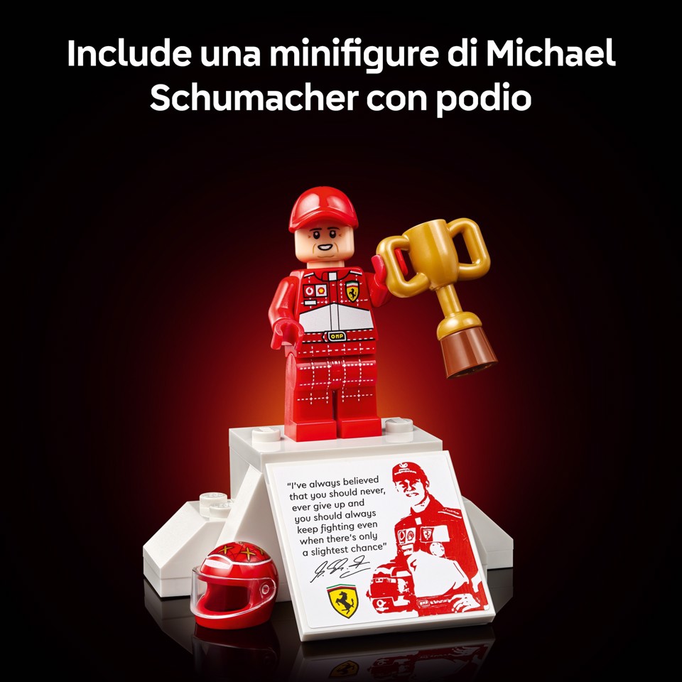 LEGO ICONS 11375 Ferrari F2004 e Michael Schumacher, Modello di Auto F1 per Adulti, Regalo per i Fan degli Sport Motoristici