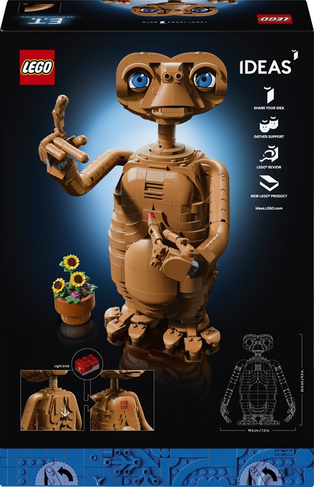 LEGO Ideas 21370 E.T. the Extra-Terrestrial, Kit Modellismo per Adulti con Figura Aliena, Fiori Finti e Mattoncino Luminoso