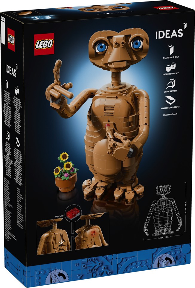 LEGO Ideas 21370 E.T. the Extra-Terrestrial, Kit Modellismo per Adulti con Figura Aliena, Fiori Finti e Mattoncino Luminoso