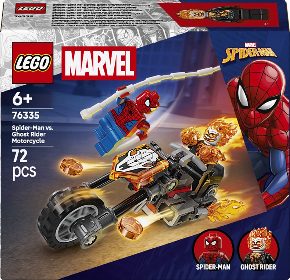 LEGO Marvel | 76335 Spider-Man vs. Ghost Rider in Motocicletta, Giocattolo da Supereroi con Moto e 2 Minifigure, Regalo da 6+