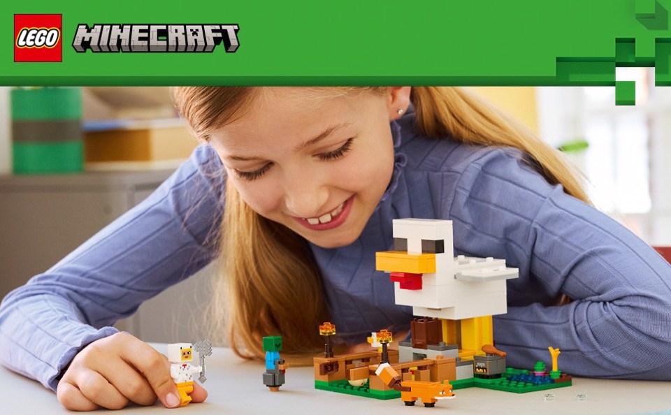 LEGO Minecraft 21585 Fattoria di Galline, Giocattolo da Costruire con Minifigure e Mob, Regalo per Gamer, Bambini e Bambine 7+