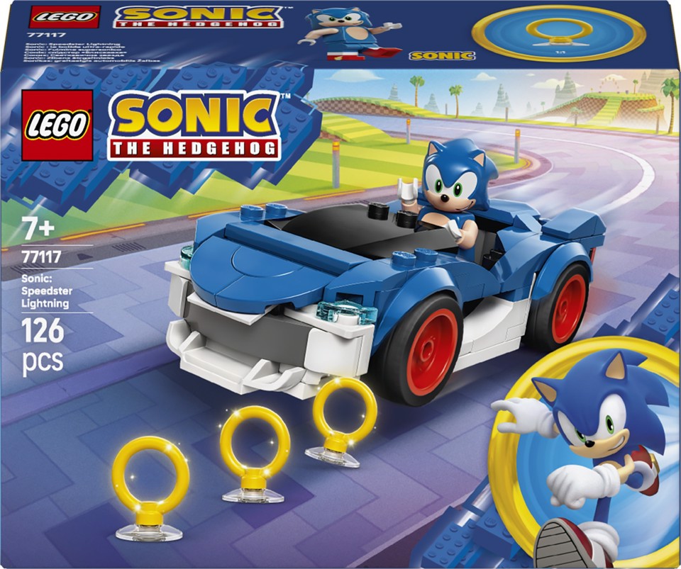 LEGO Sonic the Hedgehog 77117 Sonic: Fulmine Supersonico, Macchina Giocattolo con Accessori, Regalo per Bambini e Bambine 7+