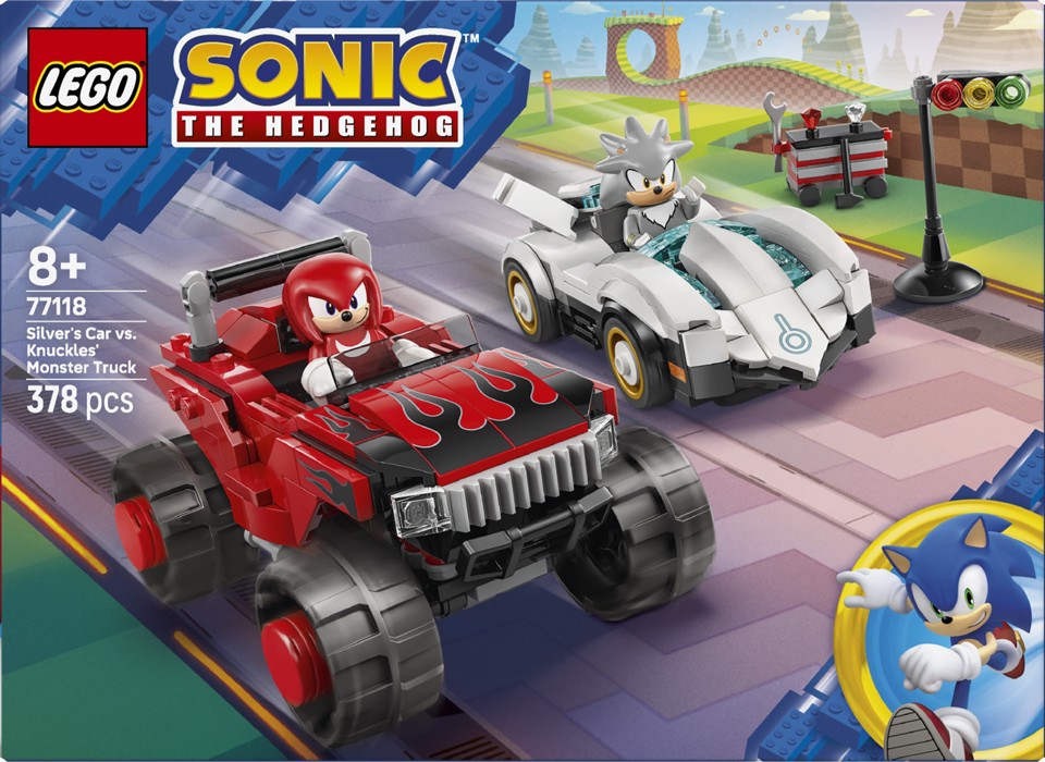 LEGO Sonic the Hedgehog 77118 Auto di Silver vs. Monster Truck di Knuckles, Giocattolo con 2 Minifigure, Regalo per Gamer 8+