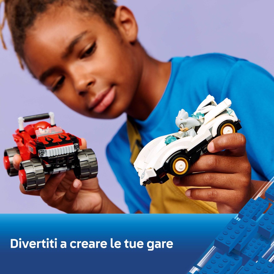 LEGO Sonic the Hedgehog 77118 Auto di Silver vs. Monster Truck di Knuckles, Giocattolo con 2 Minifigure, Regalo per Gamer 8+
