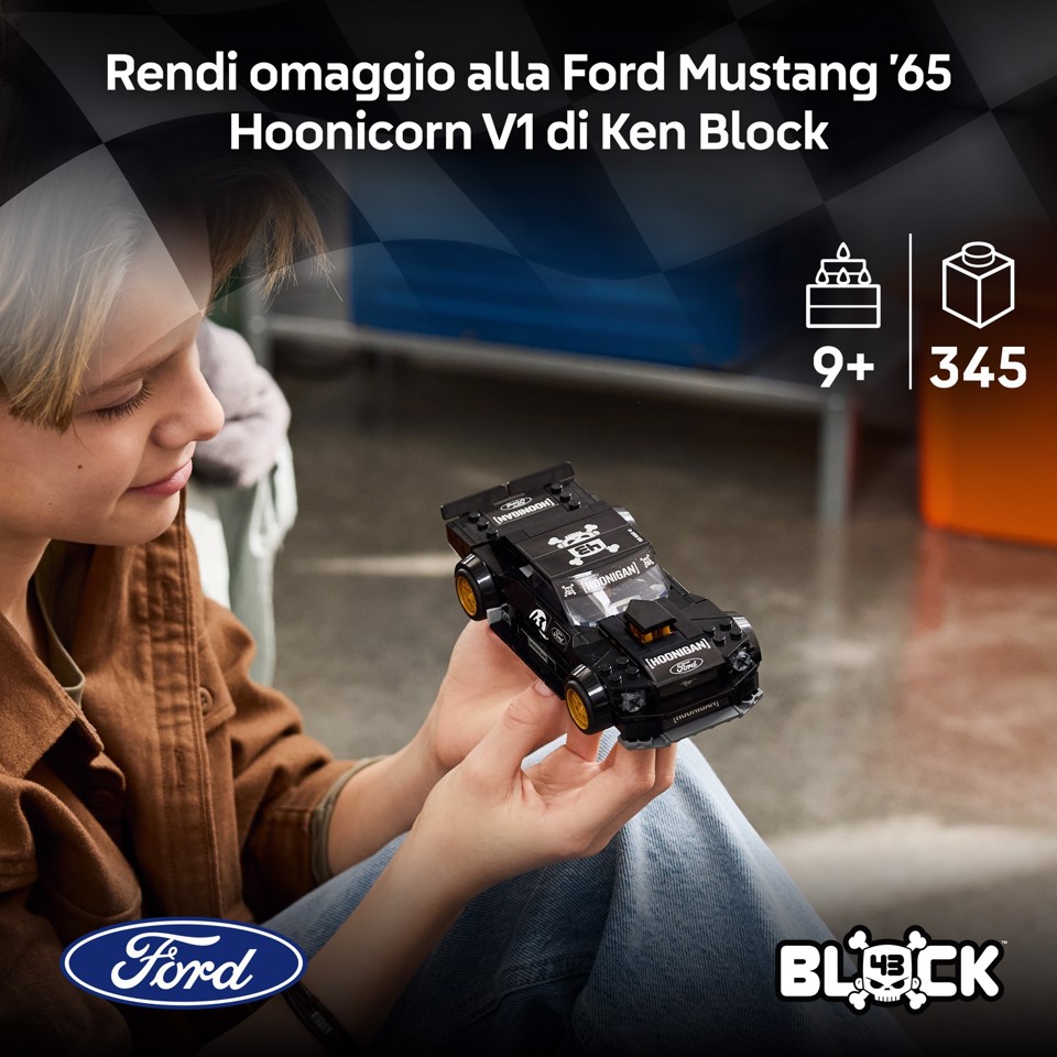LEGO Speed Champions 77262 Ford Mustang ‘65 Hoonicorn V1 di Ken Block, Macchina Giocattolo con Minifigure, Regalo Bambini 9+