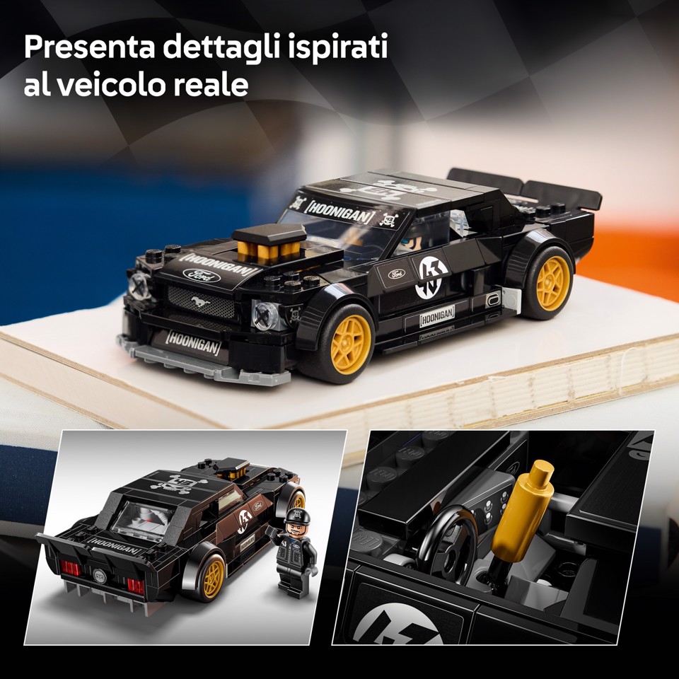 LEGO Speed Champions 77262 Ford Mustang ‘65 Hoonicorn V1 di Ken Block, Macchina Giocattolo con Minifigure, Regalo Bambini 9+