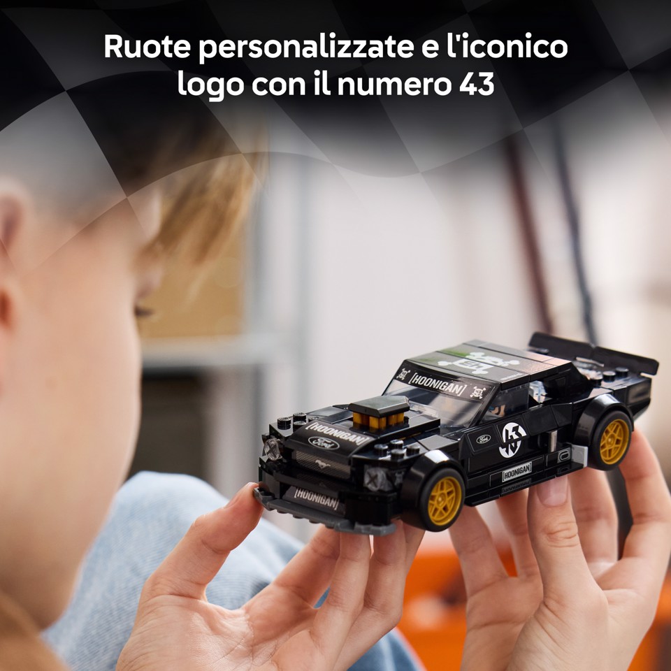 LEGO Speed Champions 77262 Ford Mustang ‘65 Hoonicorn V1 di Ken Block, Macchina Giocattolo con Minifigure, Regalo Bambini 9+