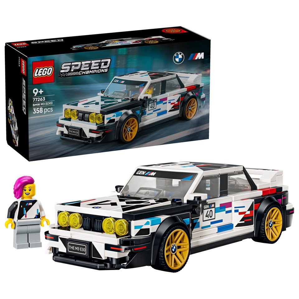LEGO Speed Champions 77263 BMW M3 (E30), Macchina Giocattolo con Minifigure da Collezione, Regalo per Bambini e Fan da 9 Anni