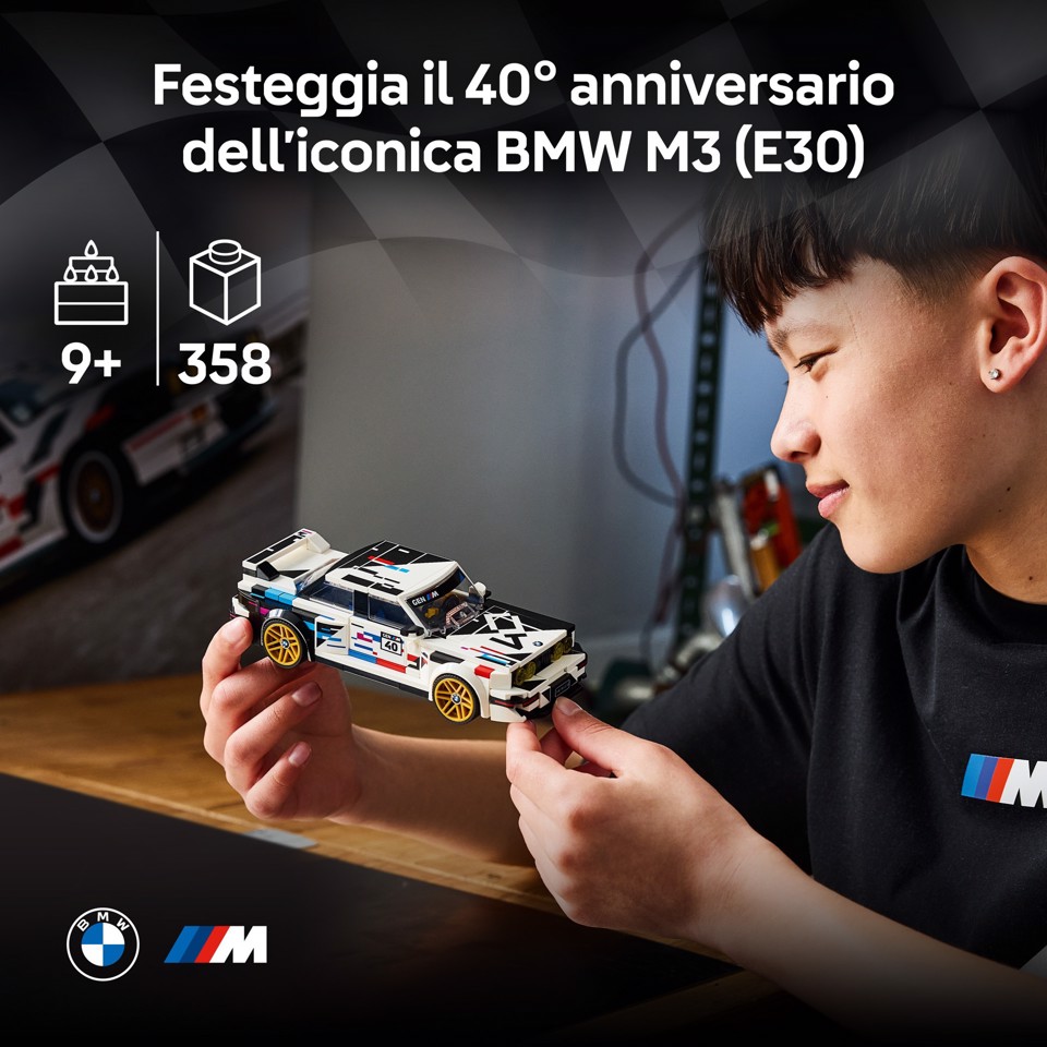 LEGO Speed Champions 77263 BMW M3 (E30), Macchina Giocattolo con Minifigure da Collezione, Regalo per Bambini e Fan da 9 Anni
