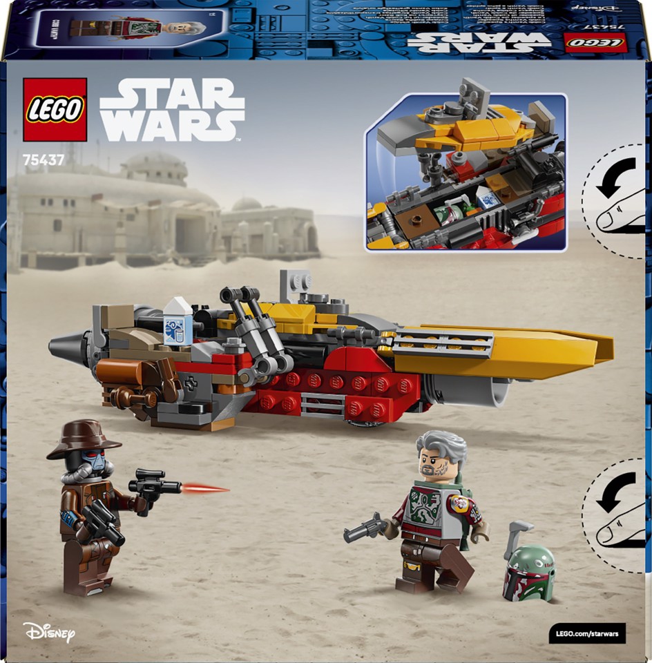 LEGO Star Wars 75437 Speeder di Cobb Vanth, Giocattolo con Minifigure di Cobb Vanth e Cad Bane, con Blaster e Jetpack, da 7+